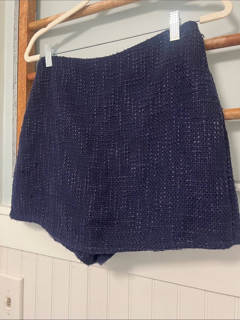 Lulu's Navy Bouclé High-Waist Shorts Skirt skort size M medium